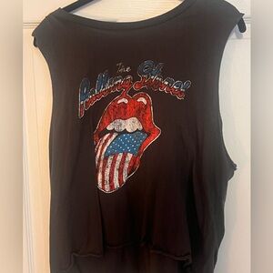 Gray Rolling Stones cut sleeves tank